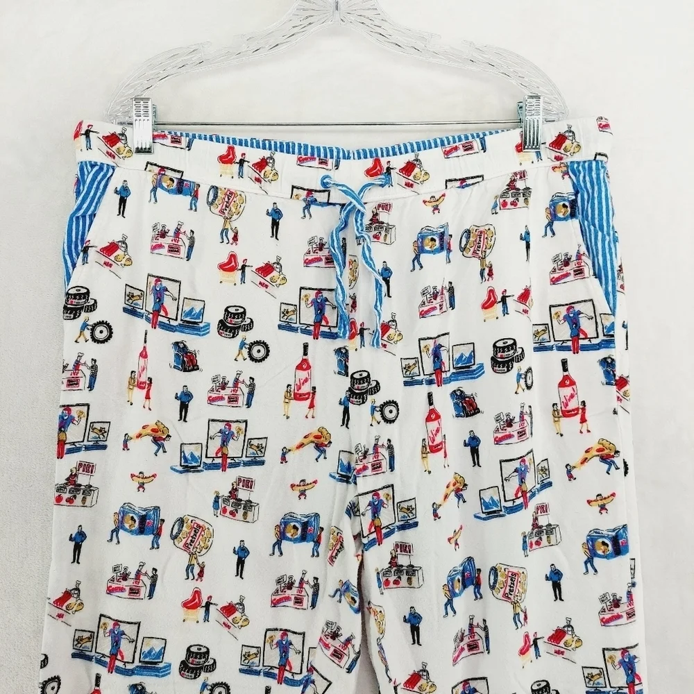 Munki Munki Lounge Athletic Illustrations Printed Night Pants Pajama P6532